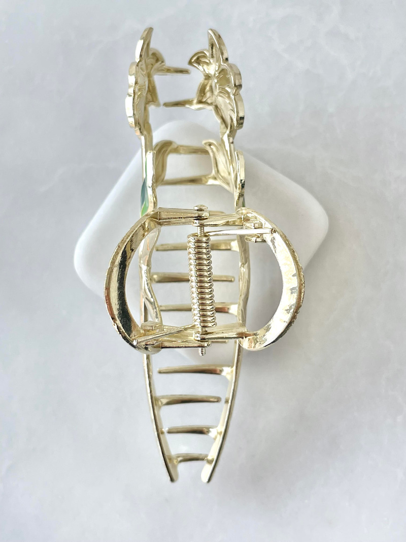 Renkli Mineli Çiçek Model Mandal Toka Gold