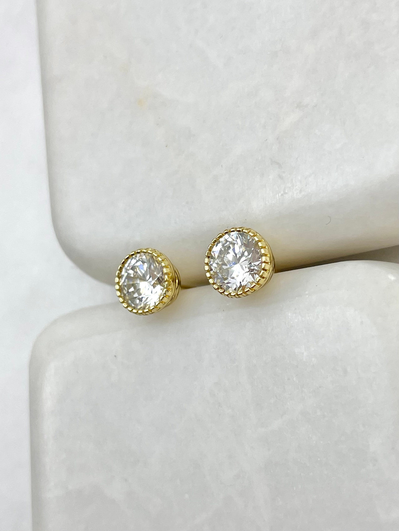 Özel Seri Kristal Taşlı Küpe 0.6 mm Gold