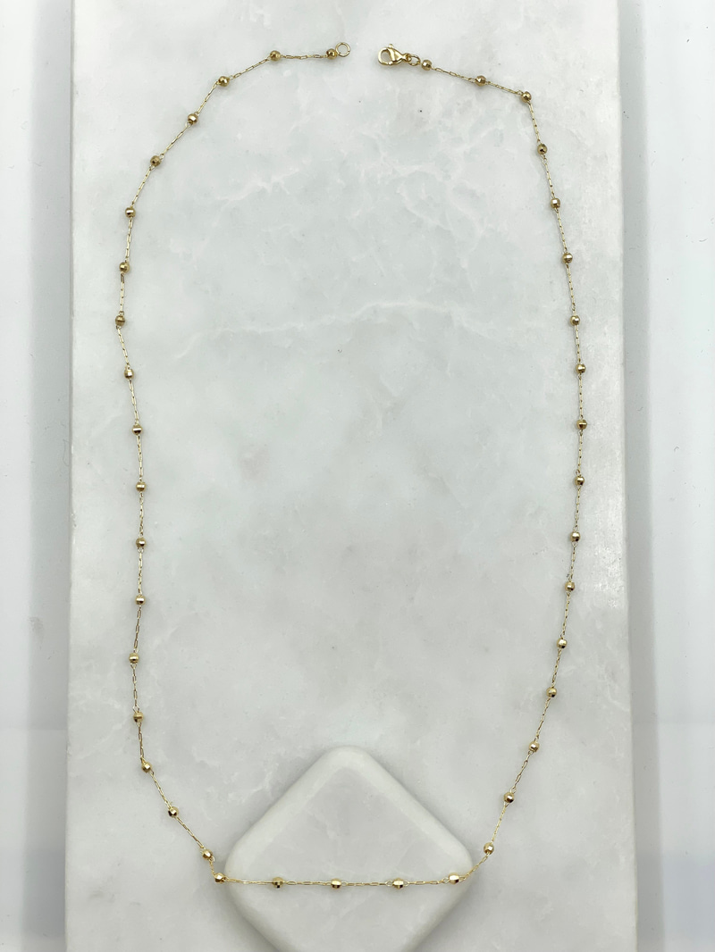 Minimal Işıltılı Topçuk Zincir Kolye 60 cm Gold