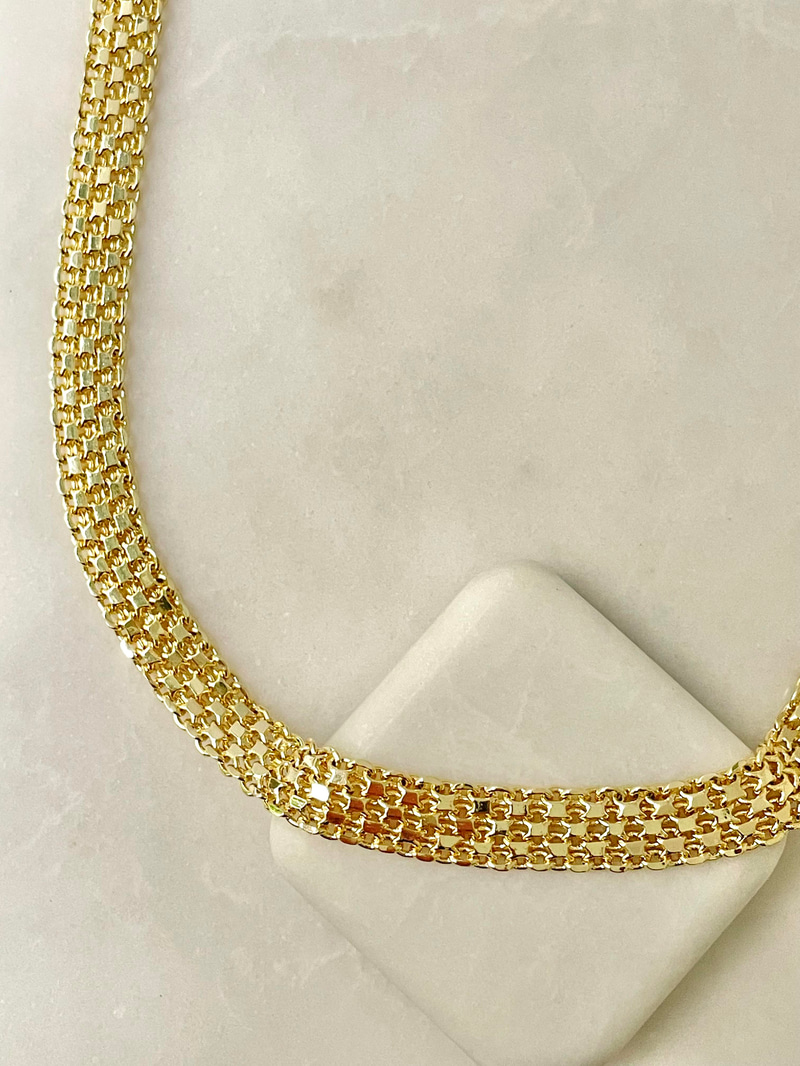 Altın Kaplama Hasır Örgü Kolye Gold