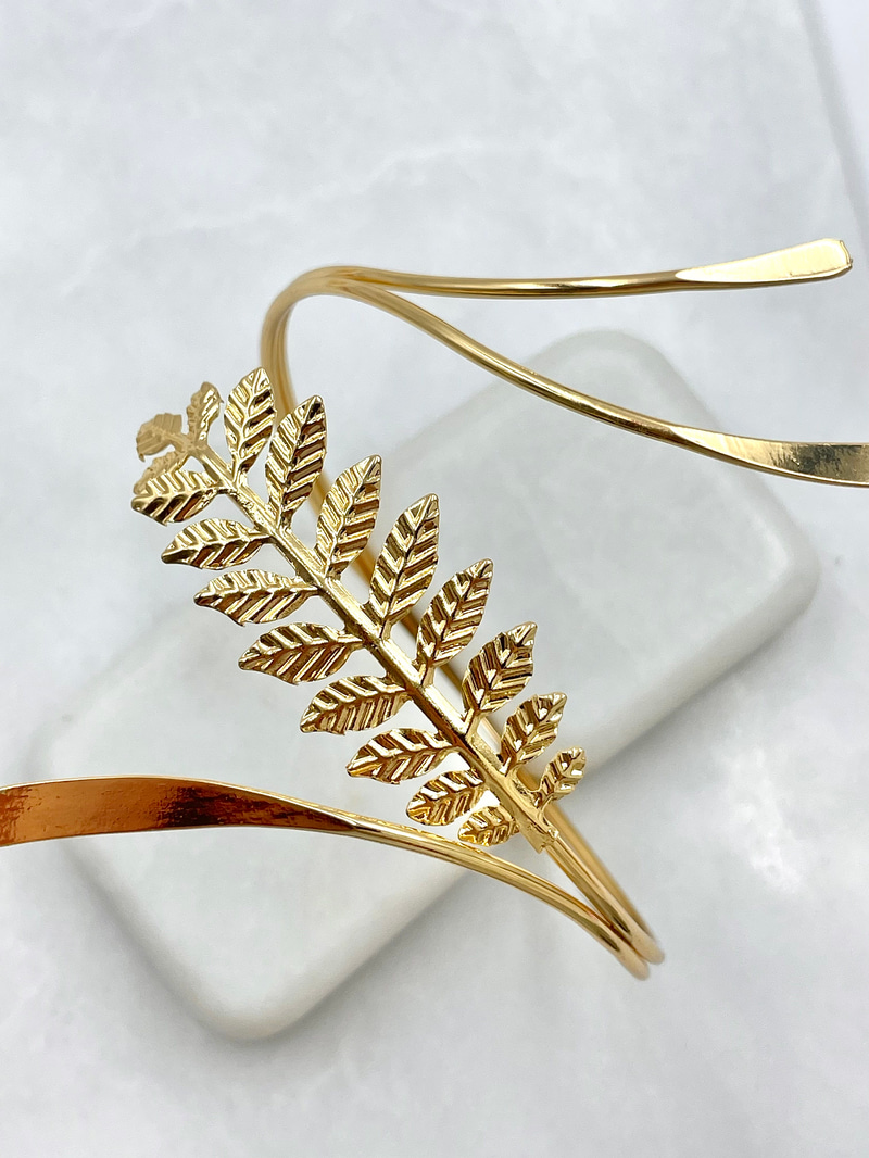 Yaprak ve Birleşim Model Pazu Bileklik Gold