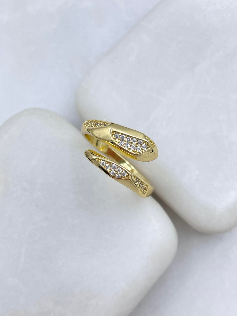 Altın Kaplama Gömme Taşlı Yılan Model Yüzük Gold