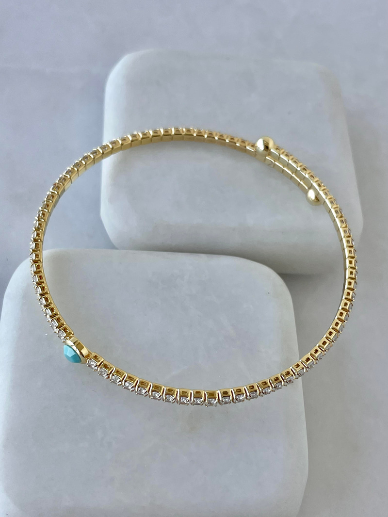 Altın Kaplama Mavi Taşlı Su Yolu Yaylı Bileklik
