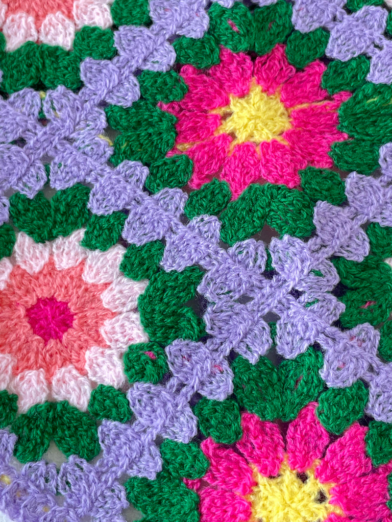 Çiçek Desenli Örgü Bandana Mor