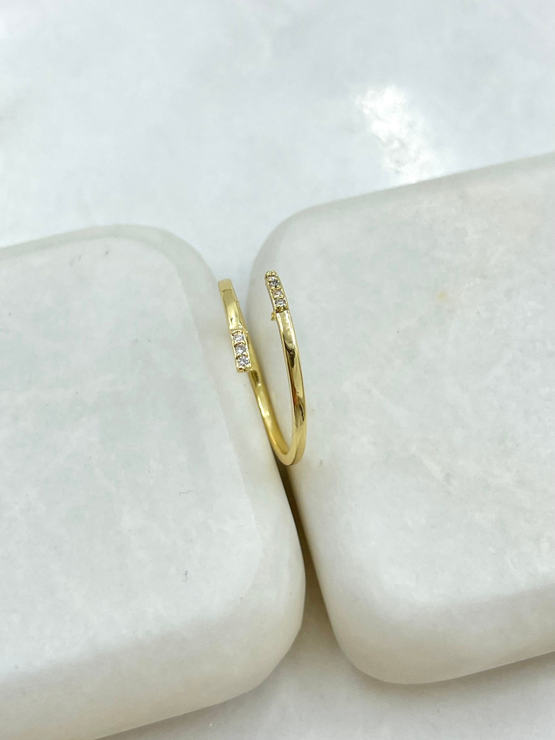 Minimal Taşlı Birleşim Yüzük Gold