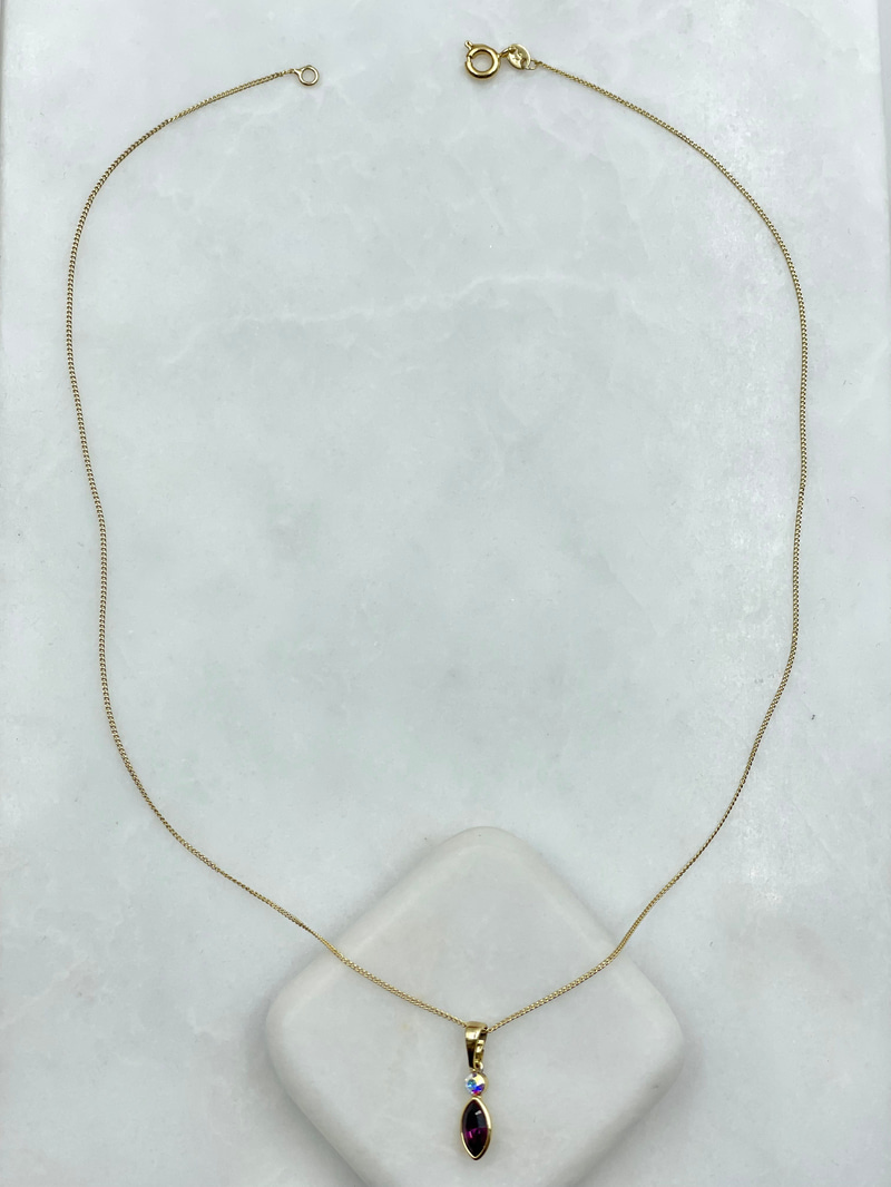 Özel Seri Mor Taşlı Swarovski Tasarım Kolye Gold