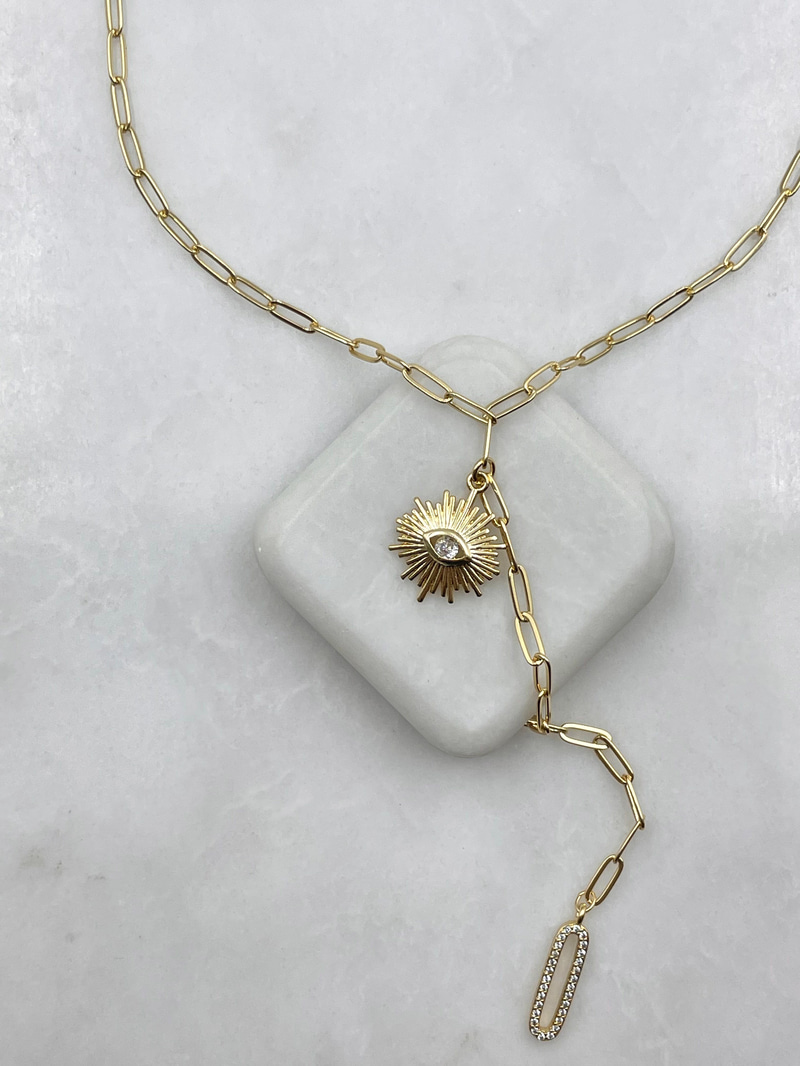 Göz Sallantılı Ataç Zincir Y Model Kolye Gold