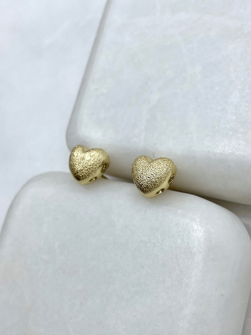 Özel Seri Kumlu Kalp Küpe Gold