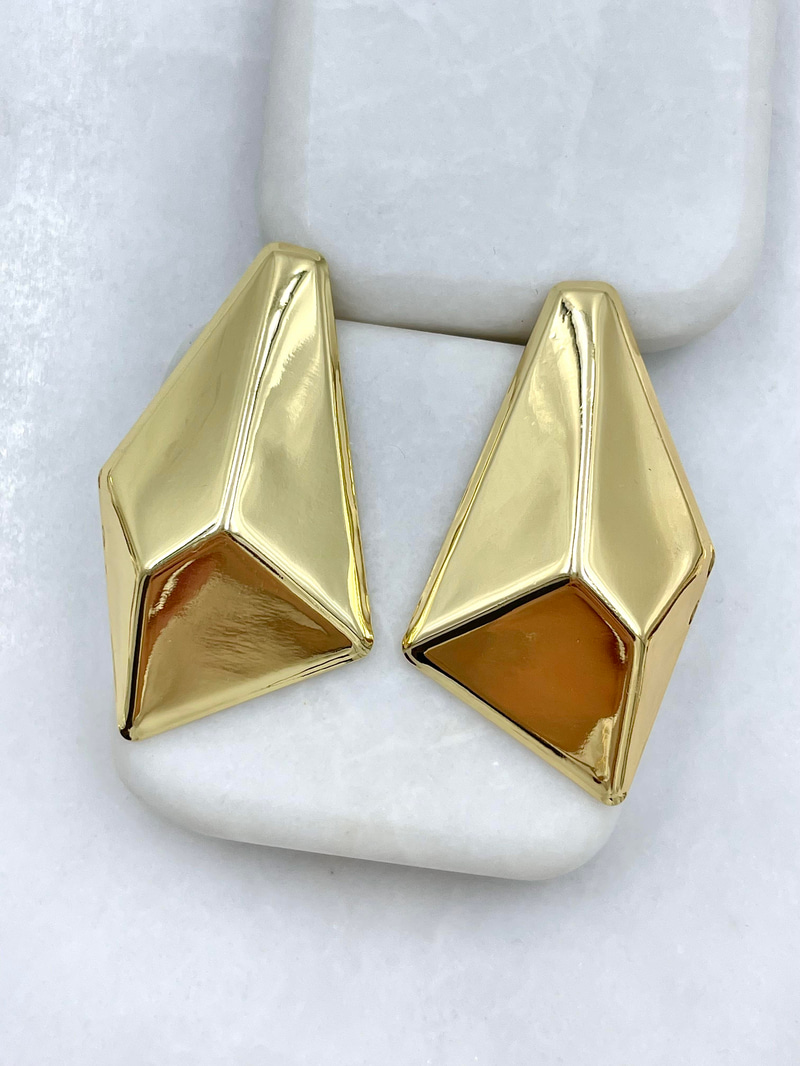 Altın Kaplama Köşeli Geometrik Küpe Gold