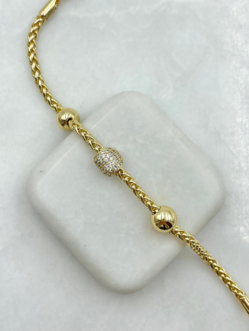 Kalp Detay Top Bileklik Gold