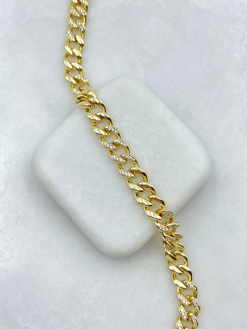 Altın Kaplama Zirkon Taşlı Bileklik Gold