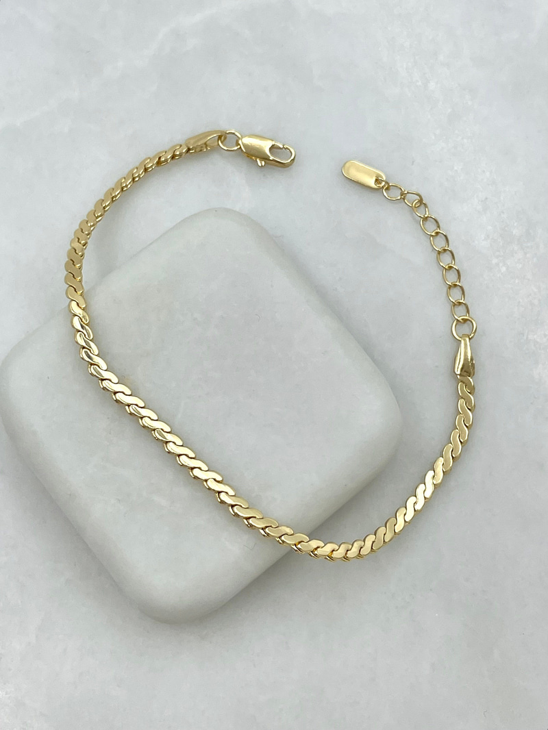 Altın Kaplama Minimal Dalga Model Bileklik Gold