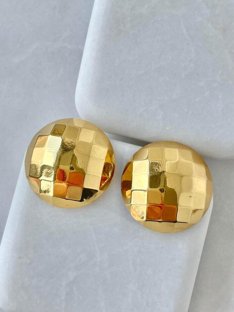 Çelik Işıltılı Daire Küpe Gold