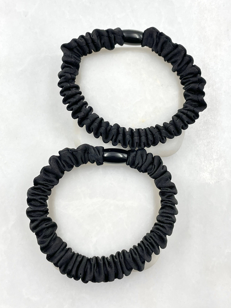 Büzgülü İkili Scrunchie Toka Siyah