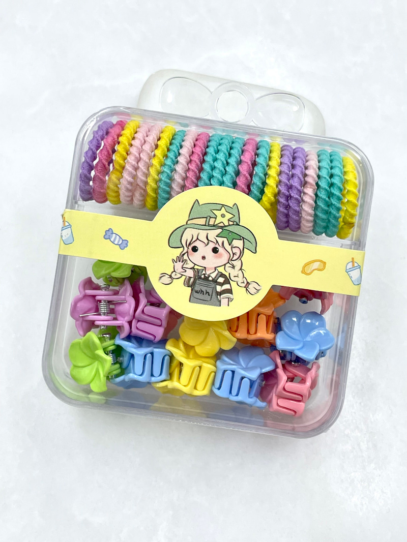 Pastel Renkli Lastik ve Mandal Toka Seti Renkli