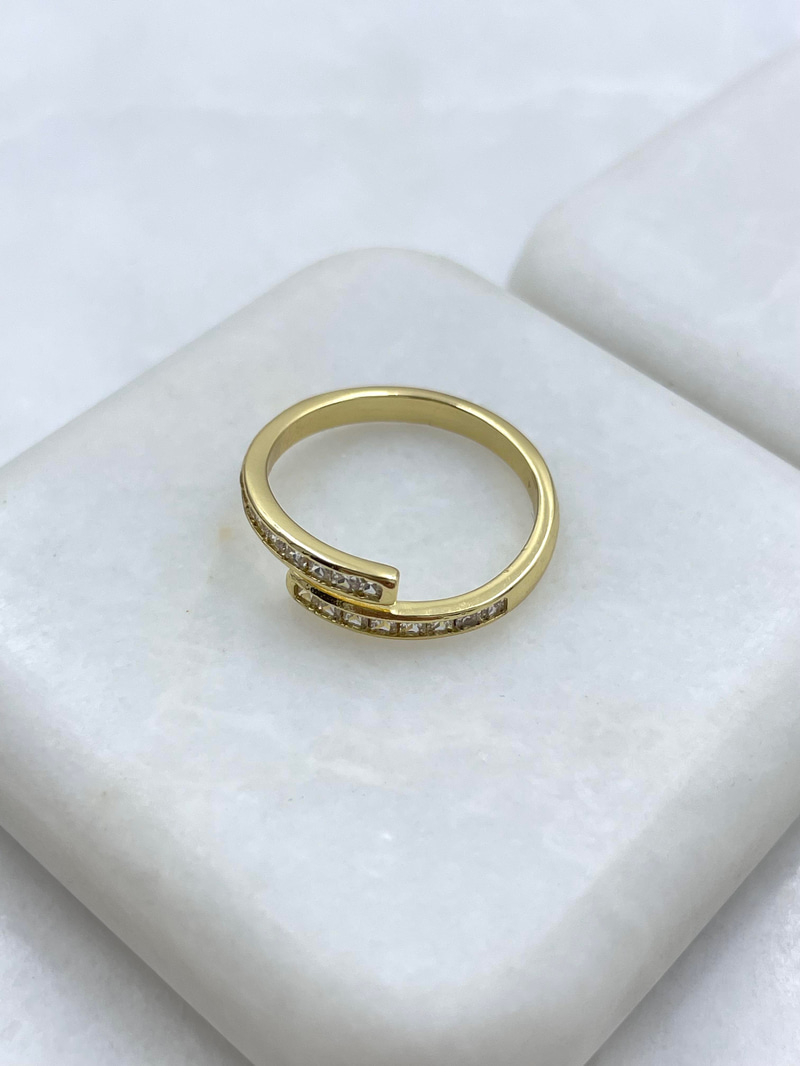 Altın Kaplama Kristal Taşlı Birleşim Yüzük Gold