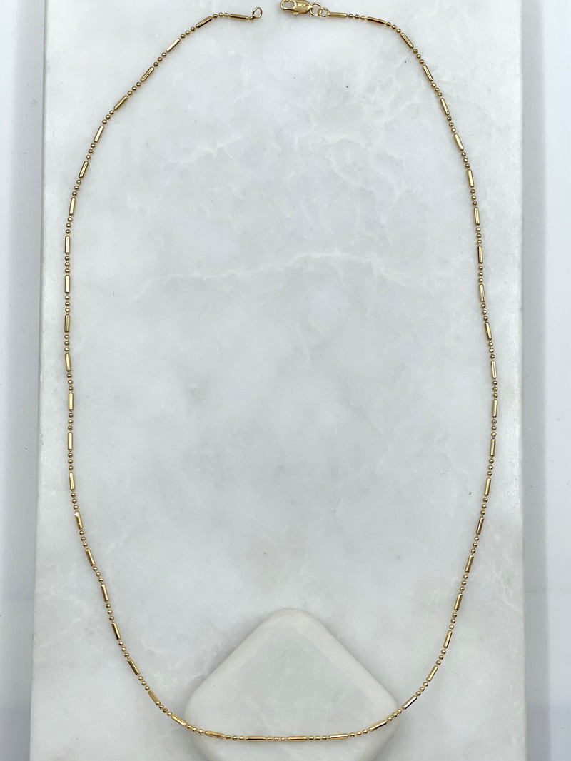 Üç Artı Bir Topçuk Zincir Kolye 60 cm Gold