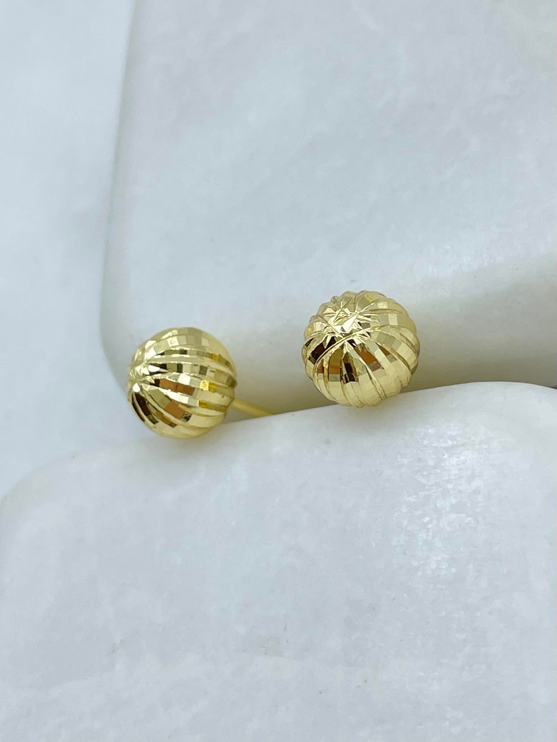 Altın Kaplama Işıltılı Top Küpe Gold