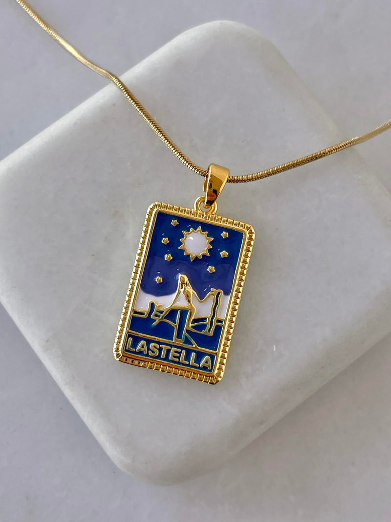 Çelik La Stella Tarot Kartı Kolye