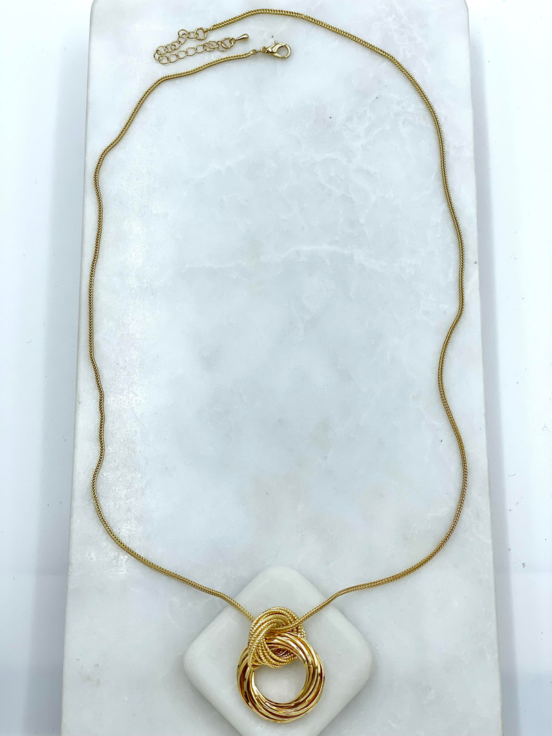 Altın Kaplama Halka Geçmeli Balık Sırtı Zincir Kolye Gold