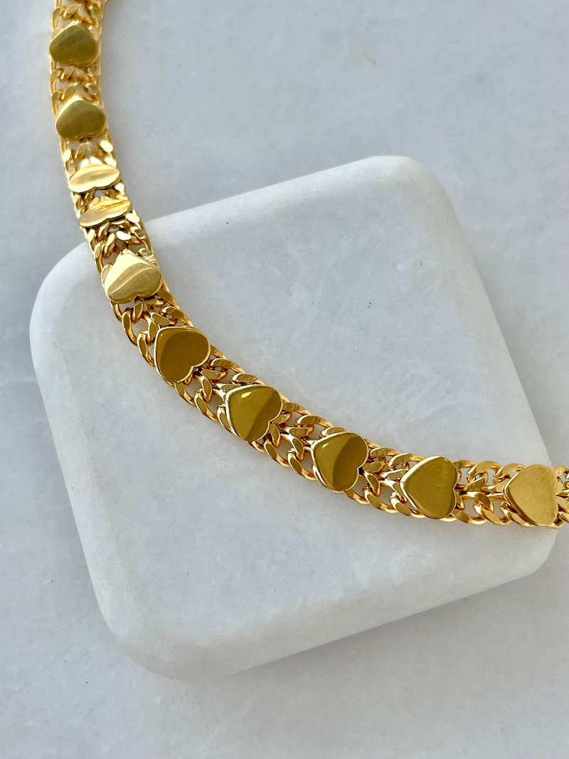 Çelik Örgü ve Kalp Plaka Kolye