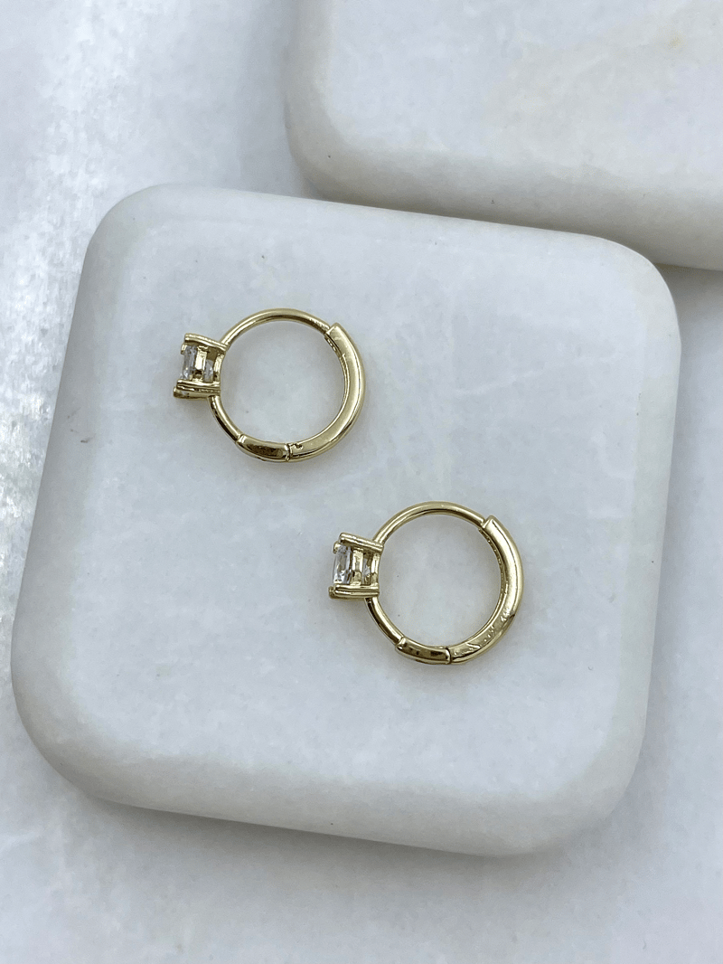 Özel Seri Tektaş Halka Küpe 1.4 cm Gold