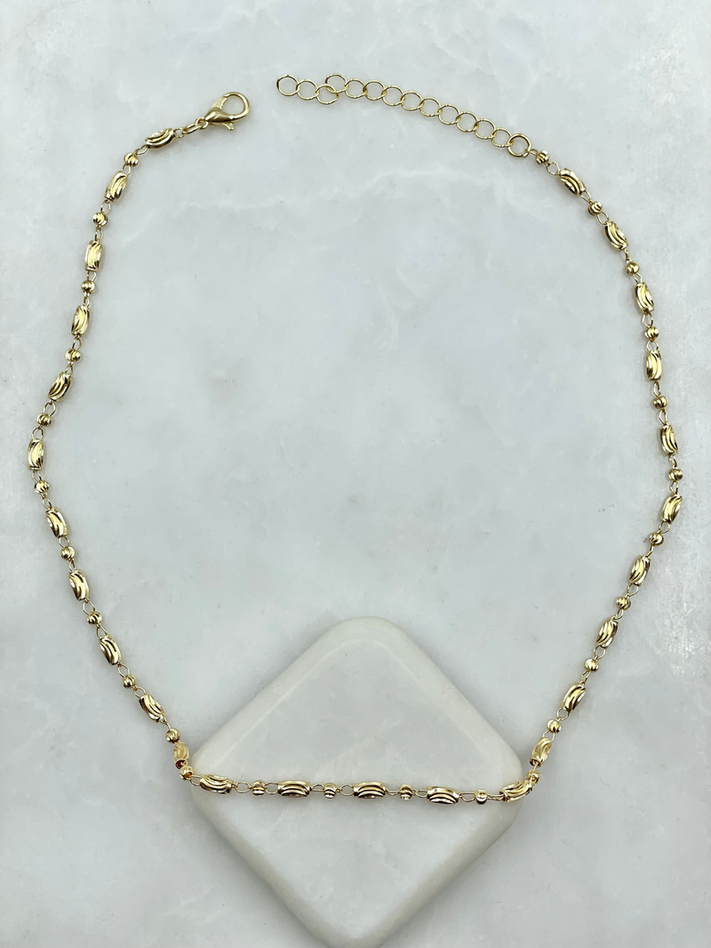 Işıltılı Topçuk ve Boru Zincir Kolye Gold