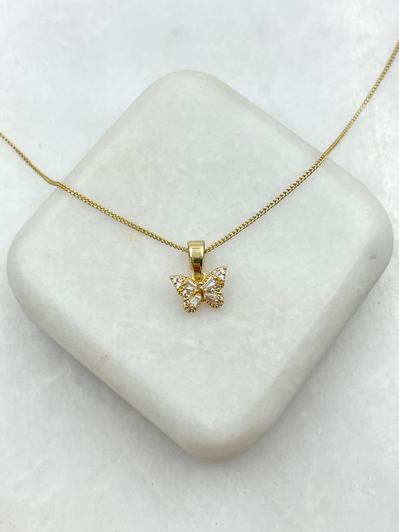 Özel Seri Minimal Kristal Kelebek Kolye Gold