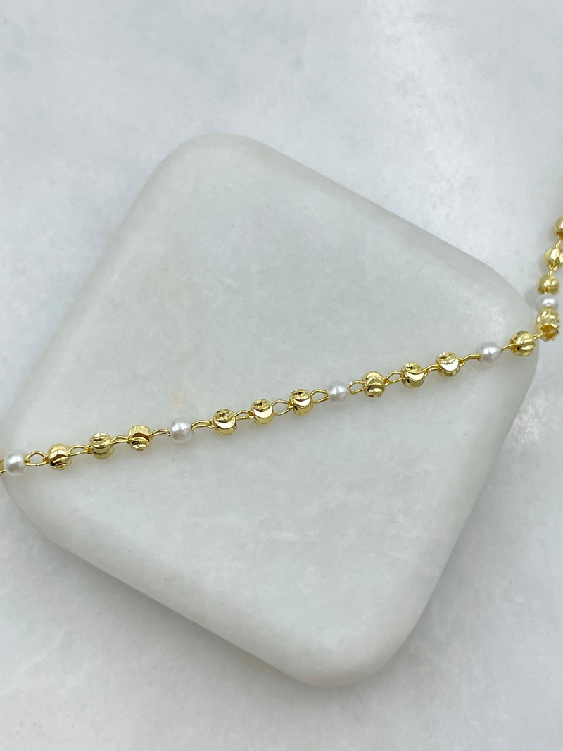 Altın Kaplama İnci ve Dorika Kolye Gold