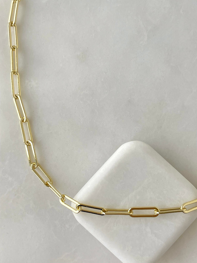Özel Seri Uzun Oval Basic Zincir Kolye Gold
