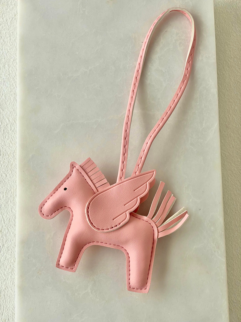 Unicorn Deri Çanta Charmı Pembe Kanatlı