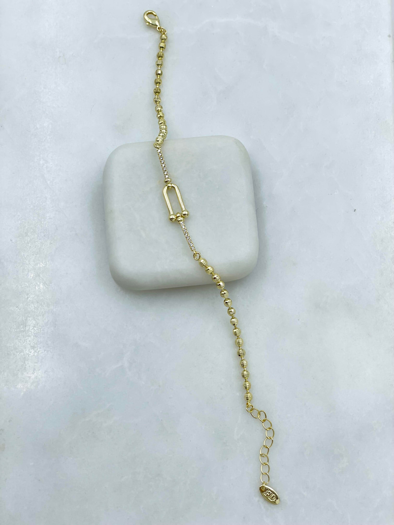 Altın Kaplama Dorikalı Minimal Tasarım Bileklik Gold