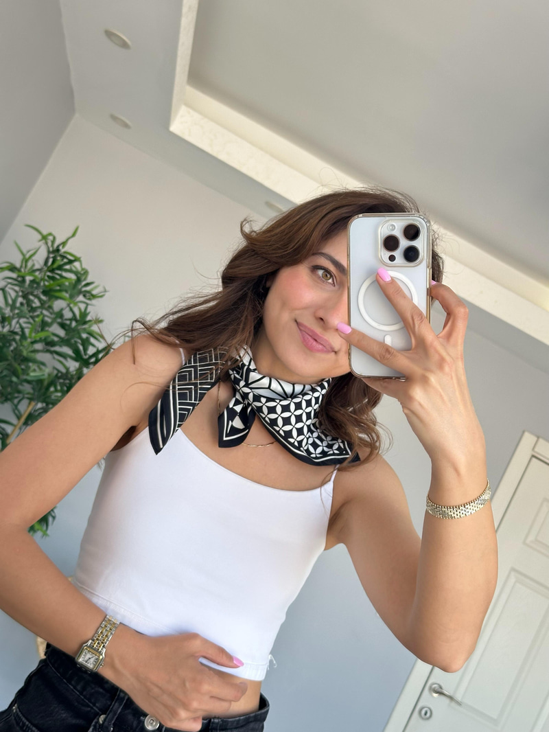 Zebra Desenli Bandana Fular Renkli