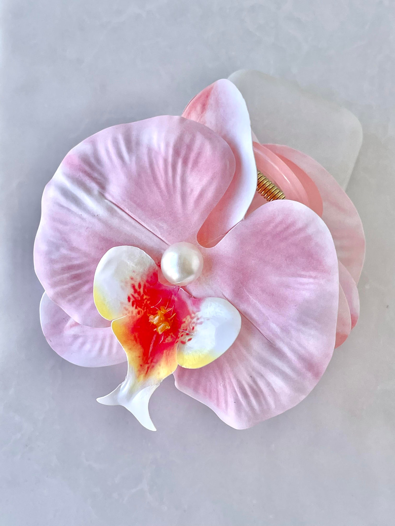 İnci Detaylı Lotus Çiçek Mandal Toka Pudra-Pembe