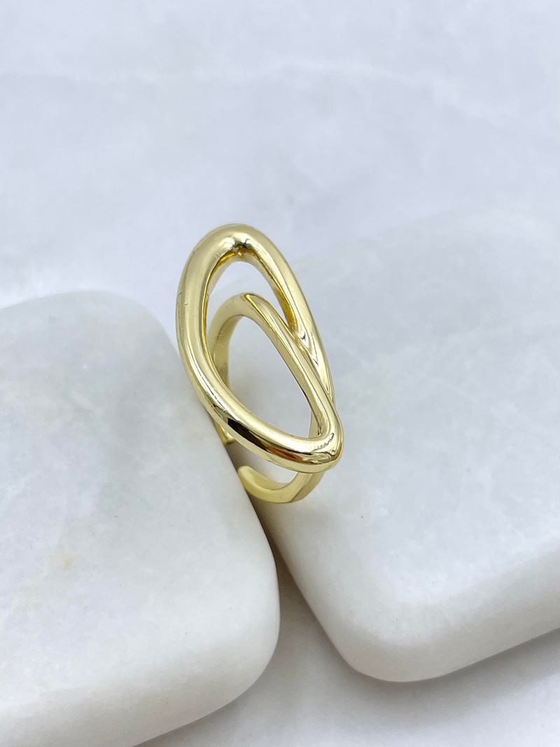Altın Kaplama İçi Boş Asimetrik Yüzük Gold