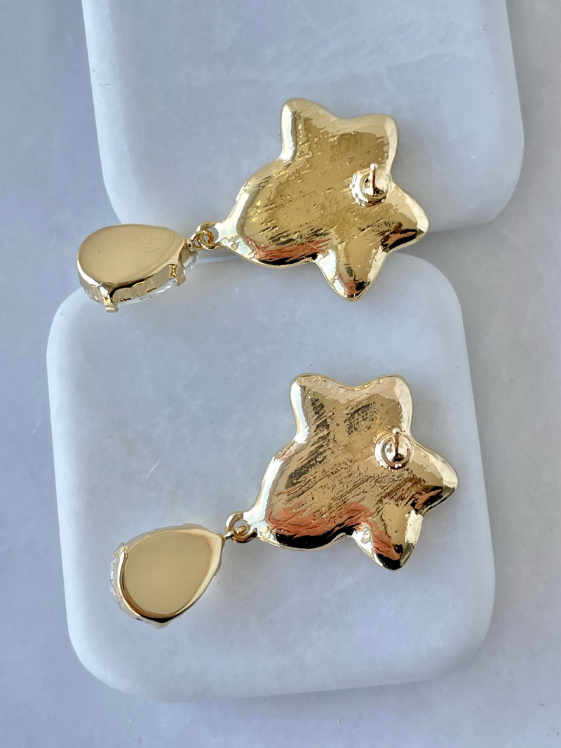 Altın Kaplama Kristal Damla Sallantılı Leopar Küpe Gold