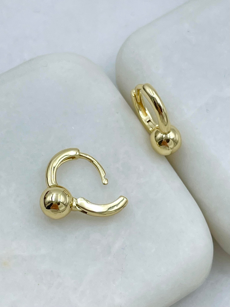 Altın Kaplama Topçuk Model Halka Küpe Gold