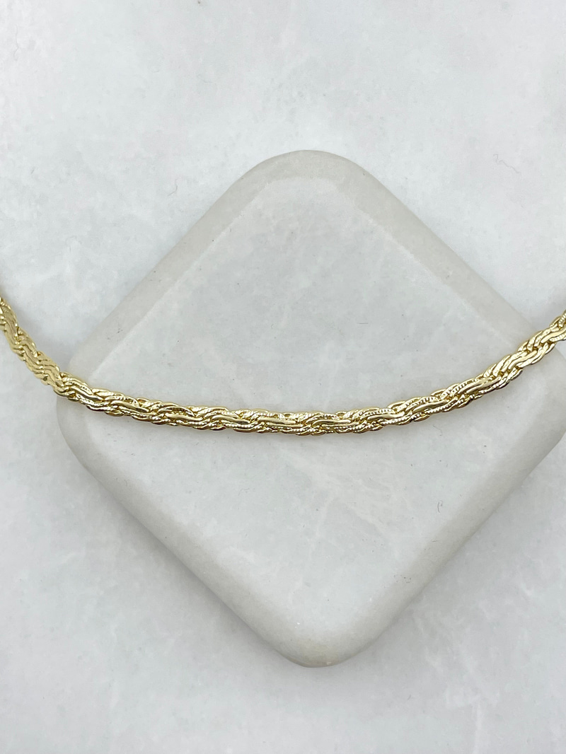 İşlemeli Örme Zincir Kolye 60 cm Gold