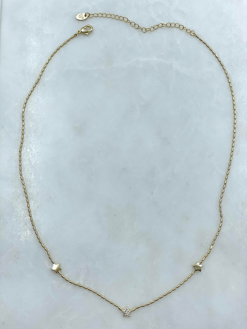 Altın Kaplama Yıldız Plaka Boru Zincir Kolye Gold