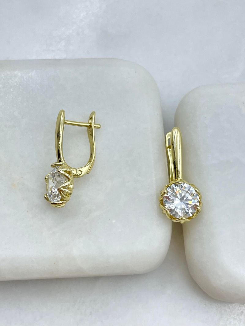 Özel Seri Kristal Taşlı Sütun Küpe Gold