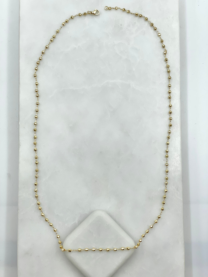 Işıltılı Topçuk Zincir Kolye 60 cm Gold