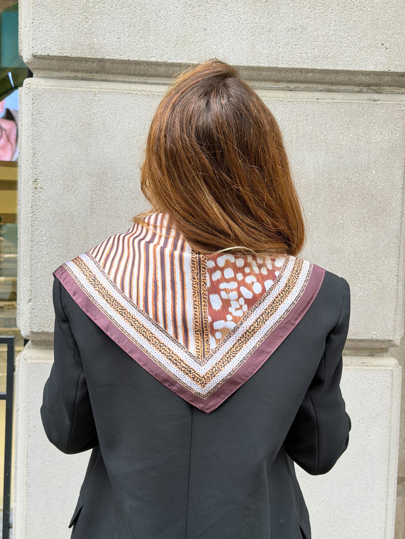 Animal Desenli Bandana Fular 65x65 cm Kahve Renkli