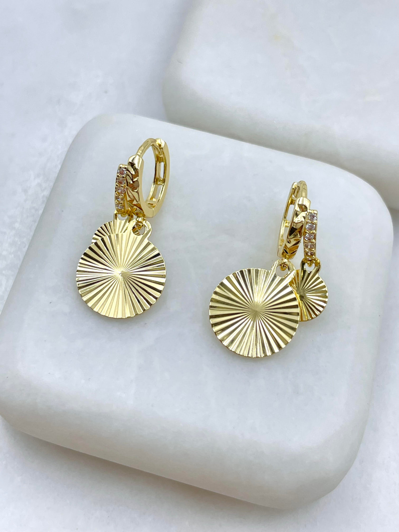 Altın Kaplama İkili Görünüm Lazer Kesim Daire Küpe Gold