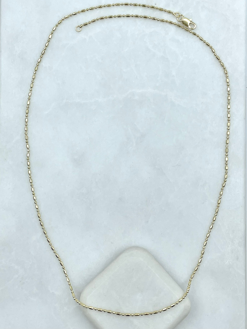Topçuk Ve Silindir Zincir Kolye 60 cm Gold