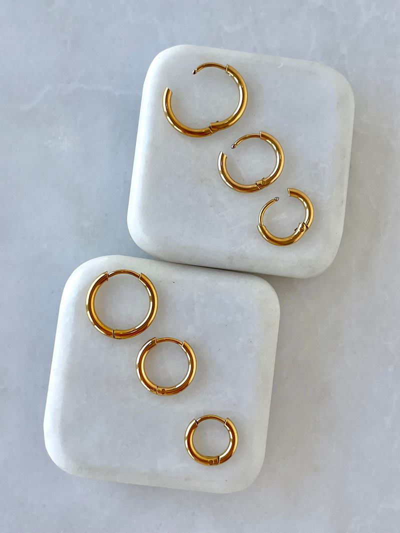 Çelik Altılı Basic Halka Küpe Gold