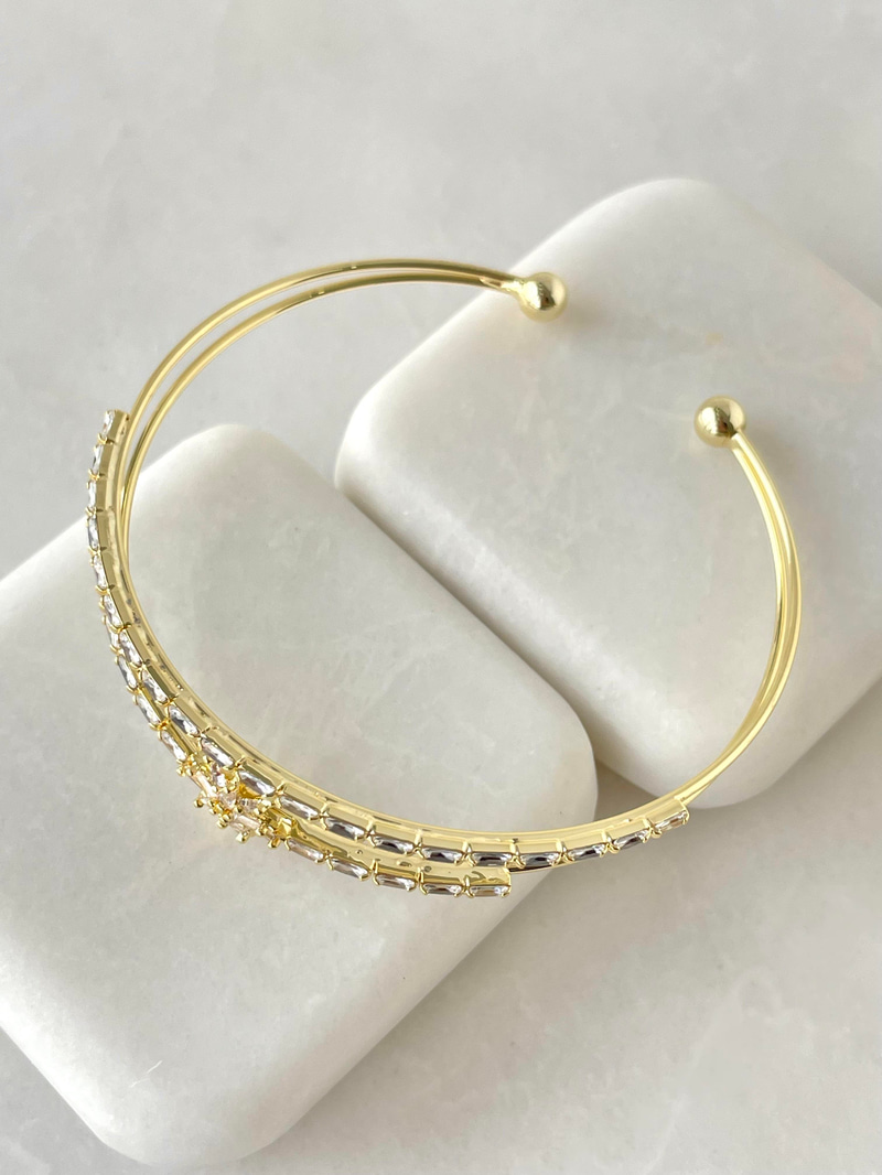 Altın Kaplama Baget Taşlı Kuzey Yıldızı Model Bileklik Gold