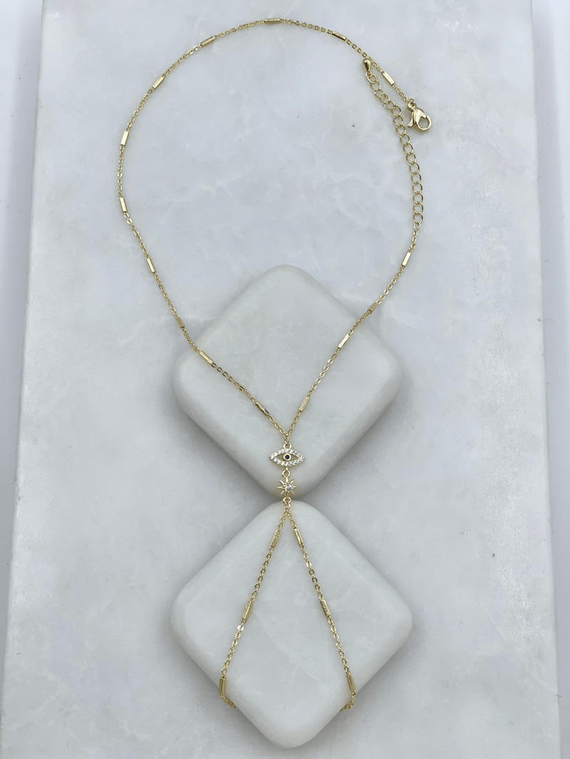 Altın Kaplama Gömme Taşlı Güneş ve Göz Model Şahmeran Gold