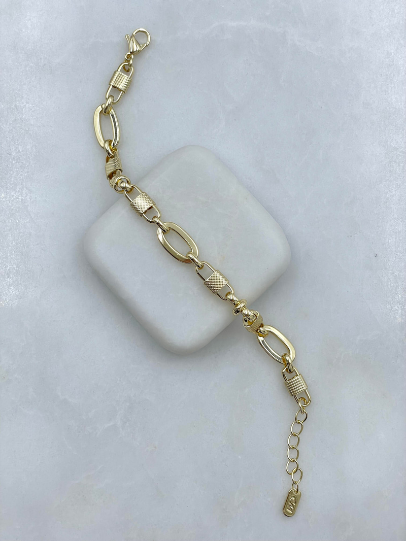 Altın Kaplama Kilit Model Zincir Bileklik Gold