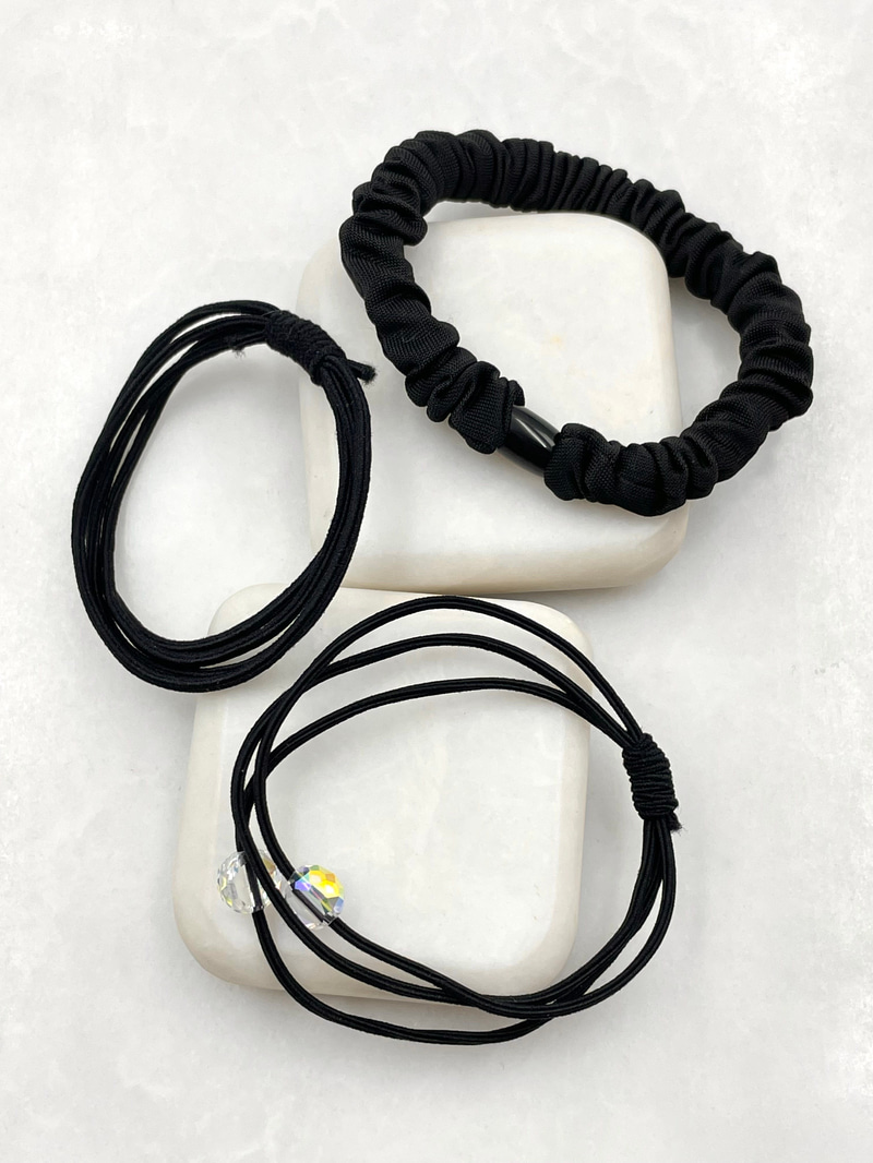 Üçlü Scrunchie Set Toka Siyah