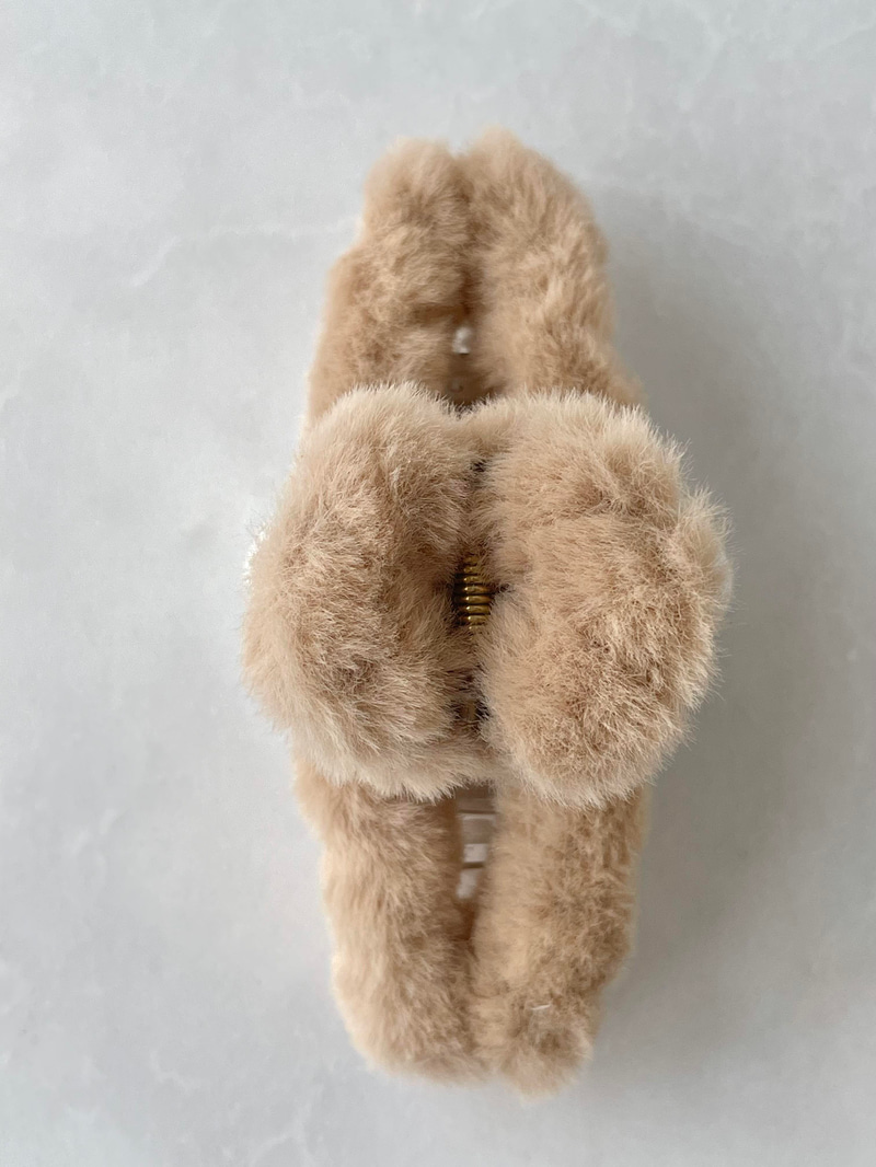 Peluş Küçük Mandal Toka Bej